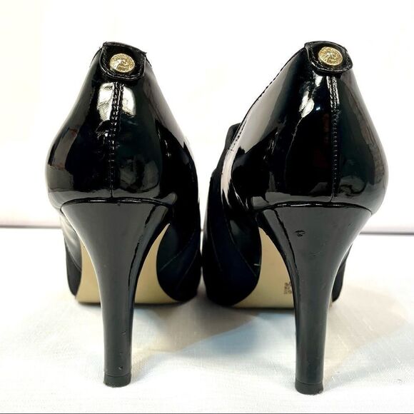 BLACK ANNE KLEIN PATENT BACK LEATHER FRONT S-8.5 - Picture 3 of 5